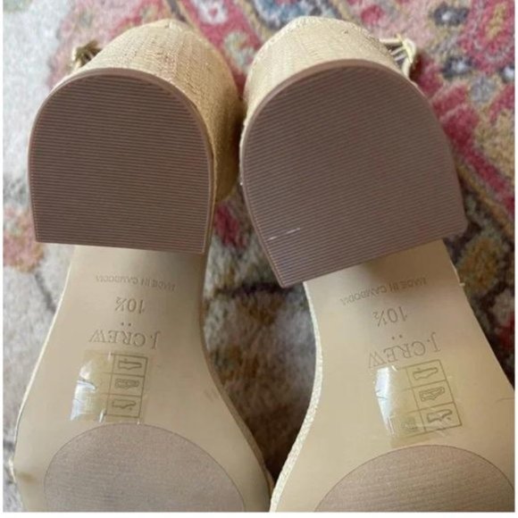 J. Crew Raffia Block Heel Sandals Size 10.5 - Picture 3 of 5